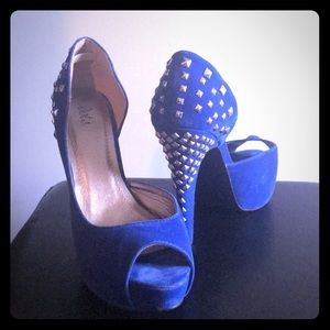 Platform Heel Royal Blue Studded Shoes
